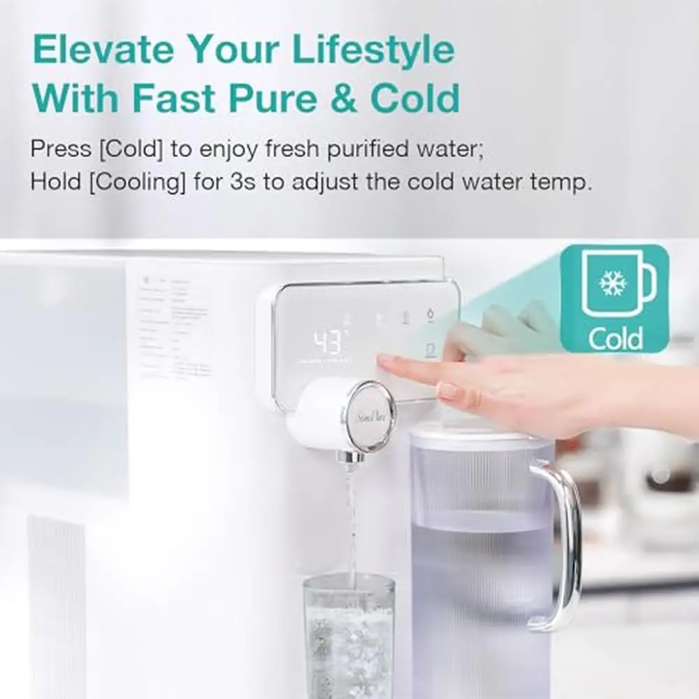 7-Stage Water Filter Countertop System Reverse Osmosis Purifier NSF Certified Cooling Function Portable Pitcher No Installation