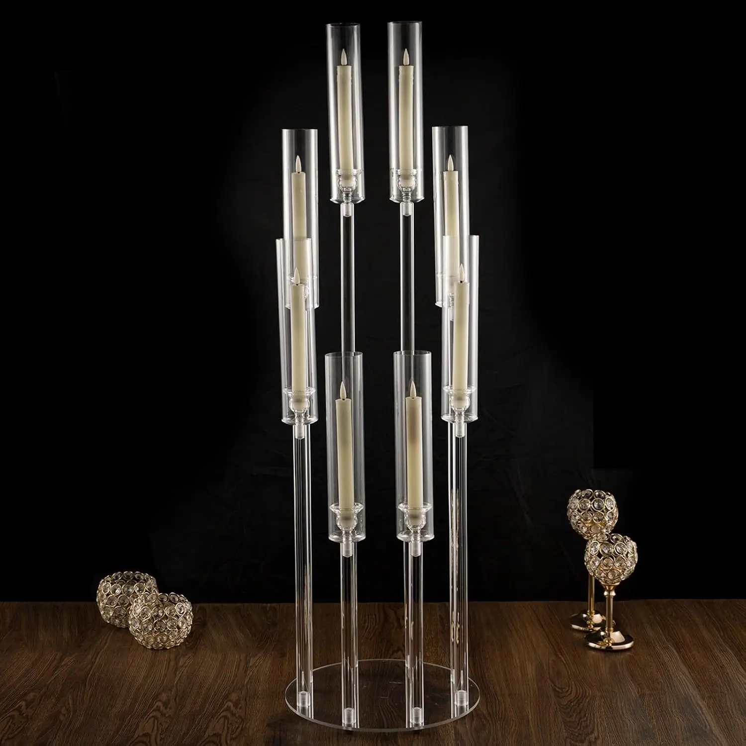 8 Arm 38.5 inch Arcylic Candelabra Candle Holder Clear Candlesticks Holder for Wedding  Party Table Centerpiece Fit LED Candles