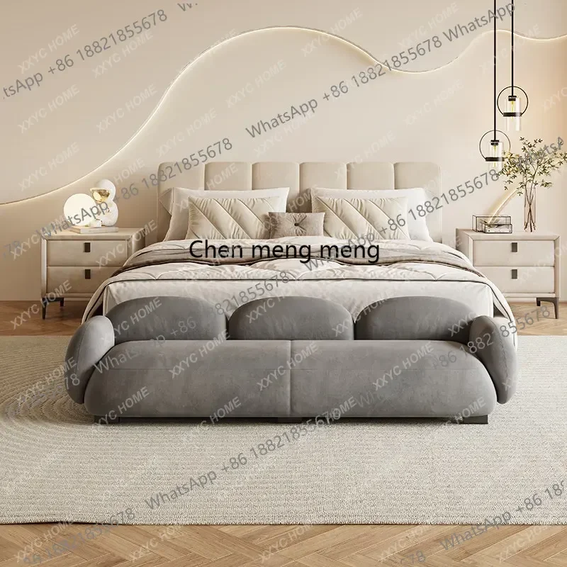 Cream wind fine velvet fabric bedside stool bedroom light luxury bench  shoe changing stool