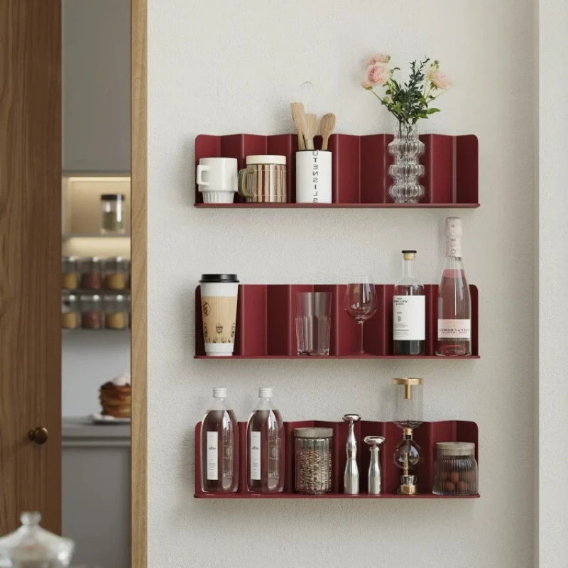 Creative Wall Mount Floating Shelf Dining Wine Storage Organizer Living Room Decor Display Rack Hanging Partition Book Holder