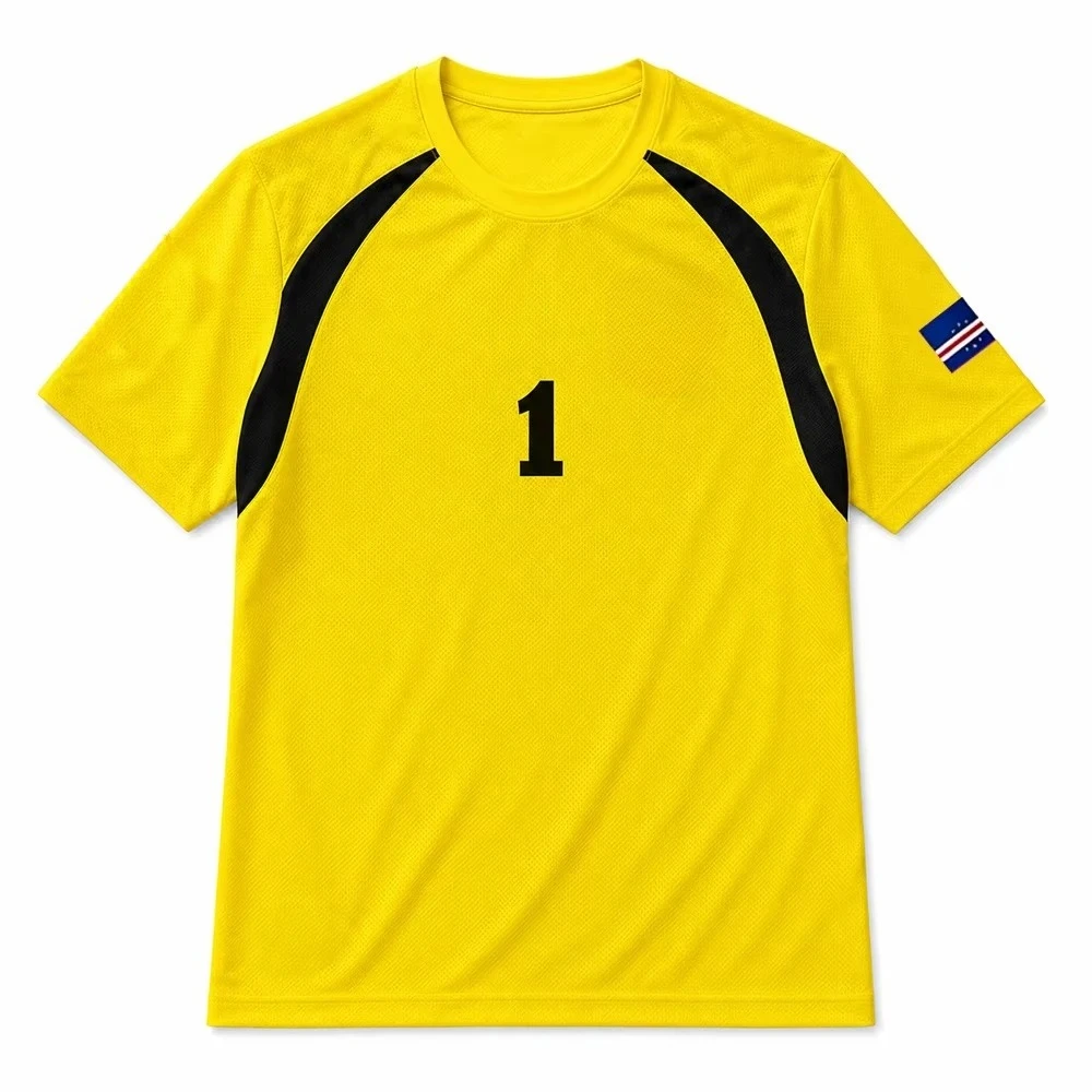 Unisex Polyester Cape Verde Goalkeeper Soccer Jersey Regular Fit Summer Training Fan Short Sleeve Parent Child