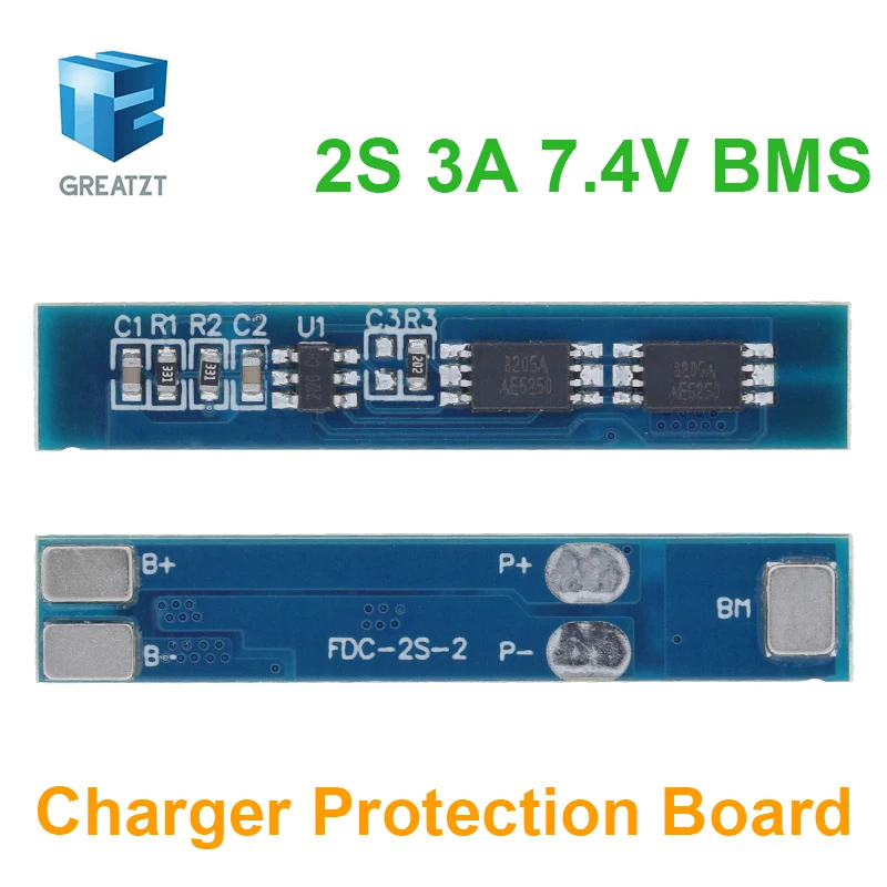 GREATZT 2S 3A Li-ion Lithium Battery 7.4v 8.4V 18650 Charger Protection Board bms pcm for li-ion lipo battery cell pack