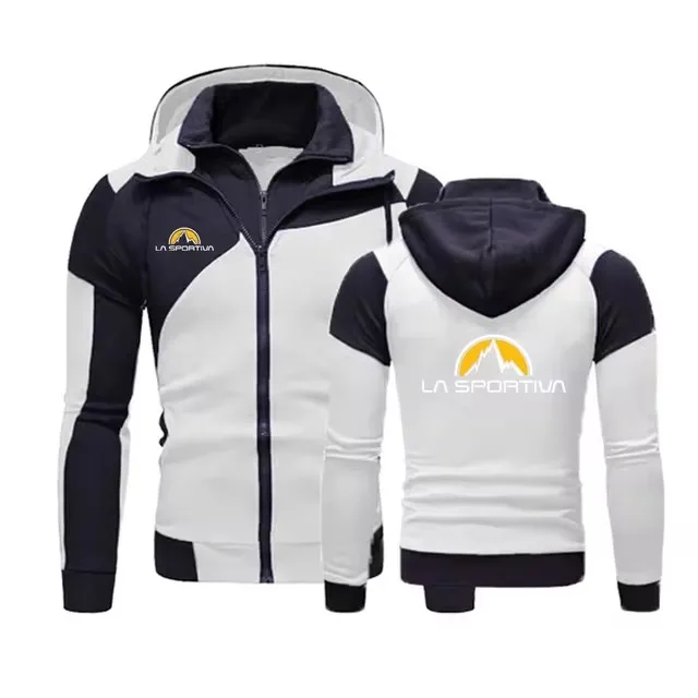 2024 Spring Autumn Men\'s La Sportiva Logo Print Solid Color Splicing Hooded Sweatshirt Popular Zipper Hoodies Comfortable Jacket