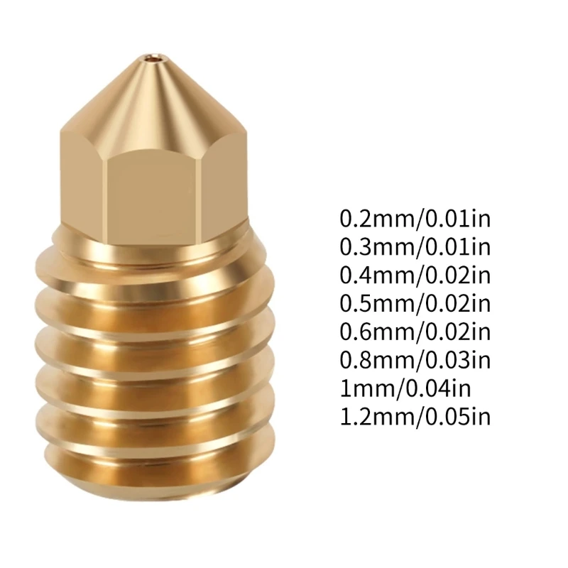 Reliable Brass Nozzle for Bambu Lab X1C/P1P/P1S 3D Printers Multiple Sizes 0.2/0.3/0.4/0.5/0.6/0.8/1.0/1.2mm