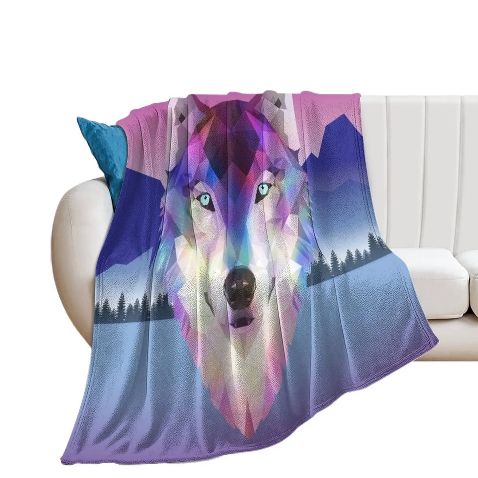 geometric wolf Throw Blanket halloween Extra Large Throw valentine gift ideas Blankets