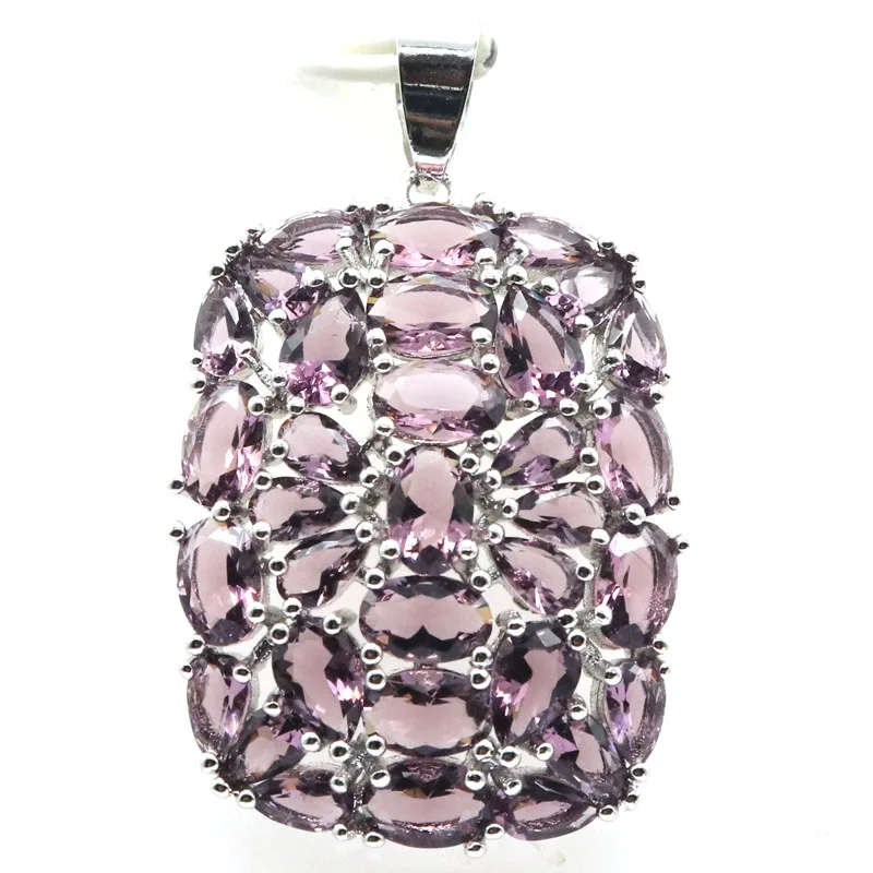 

40x24mm Highly Recommend Multi Color London Blue Topaz Pink Kunzite Tourmaline Iolite Peridot CZ Wedding Women Silver Pendant