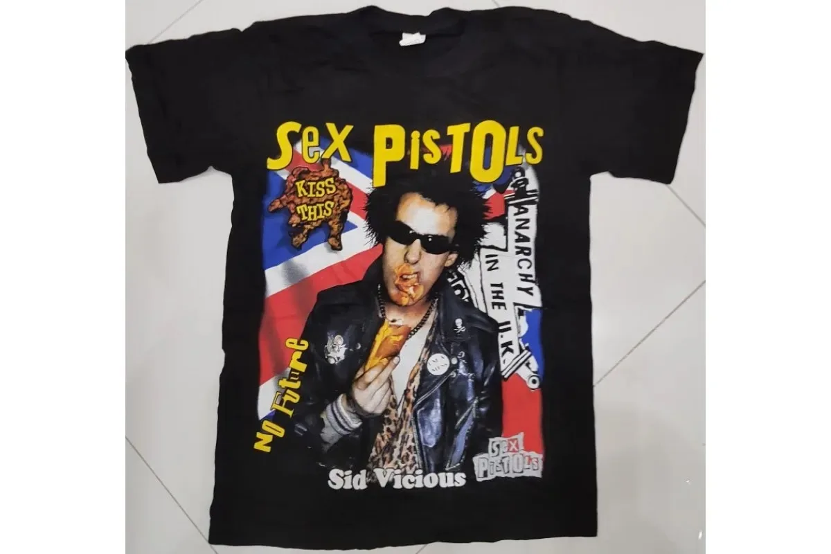 Camiseta con Estampado Clásico de la Banda Punk Rock Británica Sex Pistols, Unisex, Estilo Veraniego, Holgada, de Algodón, Estilo Urbano Hip Hop Y2K