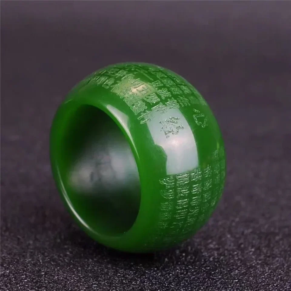 Bague en jade vert naturel de 22 mm, en forme de cœur, jadeite, amulette bouddhiste, bijou fantaisie, artisanat sculpté à la main, cadeaux pour femmes et hommes.