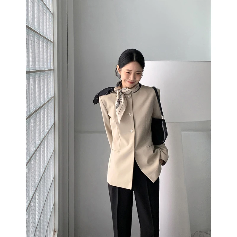 MEXZT Elegant Blazer Women Fashion Black Suit Business Jacket Office Ladies Korean Commute Coat Autumn Pearl Buttons Outerwears