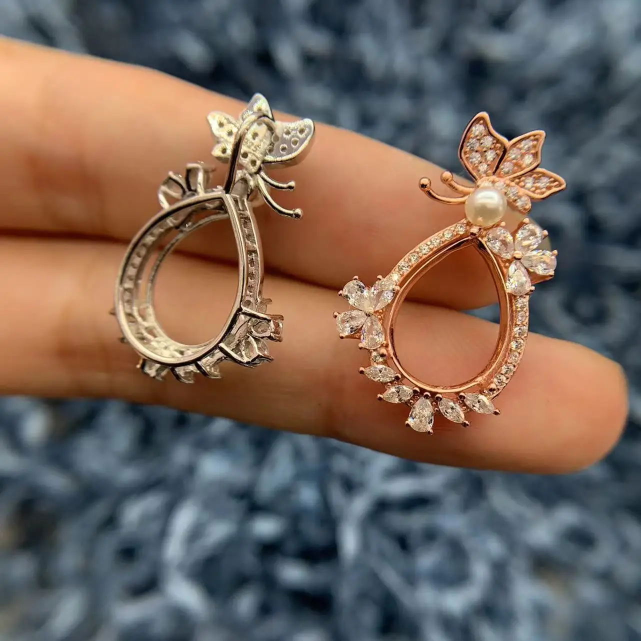 女性用MeiBaPJ-S925スターリングシルバーインレイ,ドロップ型ジェムストーン,空のペンダントホルダー,高級ジュエリーアクセサリー,送料無料,10x14mm