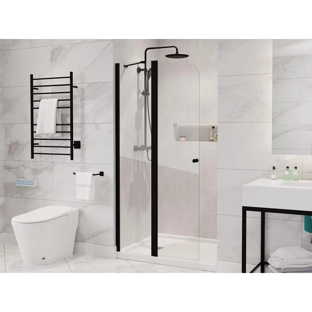 Frameless Swinging Shower Door, Resistance Free Hinges for Smooth Opening and Closing, Reversible Installation 72