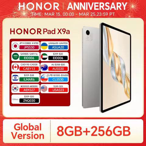 Global Version HONOR Pad X9a 6GB+128GB/8GB+256GB 11.5'' 2.5K 120Hz LCD Screen 8300 mAh Battery 35W SuperCharge WiFi Android 15