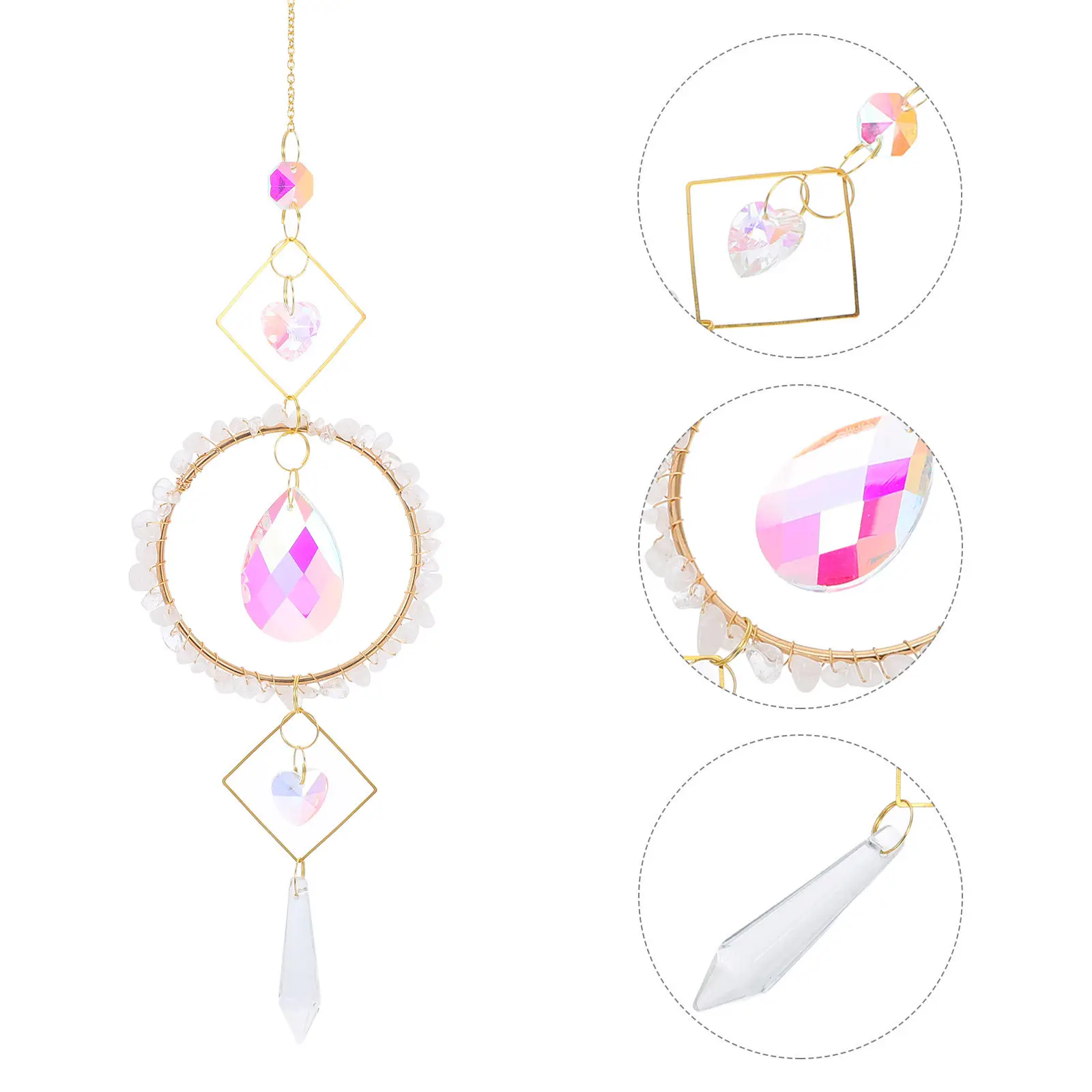 

Медный хрустальный солнечный ловец света: подвесное украшение для окон, интерьера, сада, улицы. Элегантный призматический солнечный ловец.