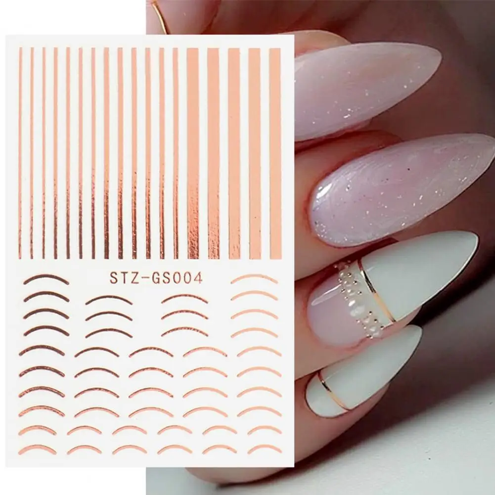 Nail Strip Slider Stylish Paper Nail Strip Rose Gold Striping Tape Manicure Design Lines for Lady