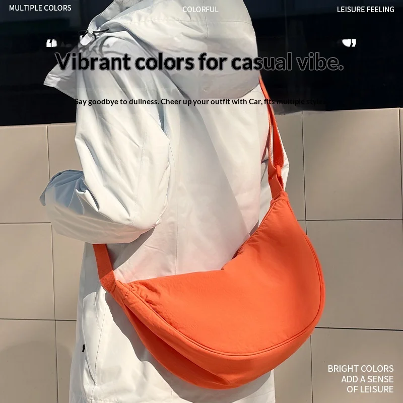 

Colorful Nylon Sling Bag for Women – Lightweight Crescent Moon Crossbody Purse, Casual Chest Pack for Travel, Crossbody Bags