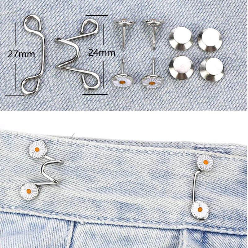 Women Skirt Pants Jeans Adjustable Waist Clip Metal Pins Clothing Accessories Sewing Women's Brooch Set Tighten Waist Brooches