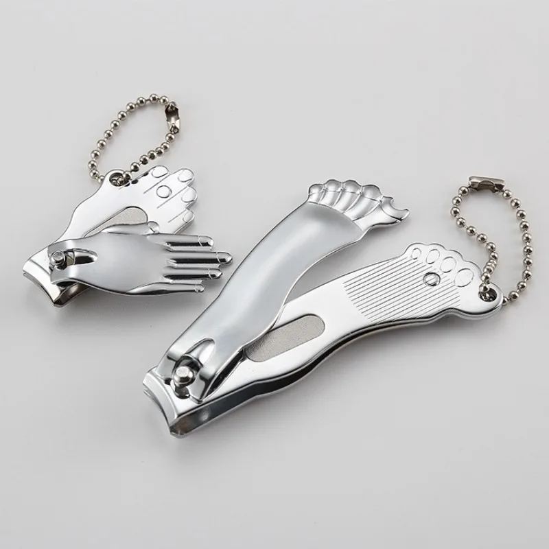 2Pcs/set Palm/Foot Shaped Keychain Metal Car Key Ring Car Bag Ornament Multifunctional Keychains Can Be Used As Nail Clippers