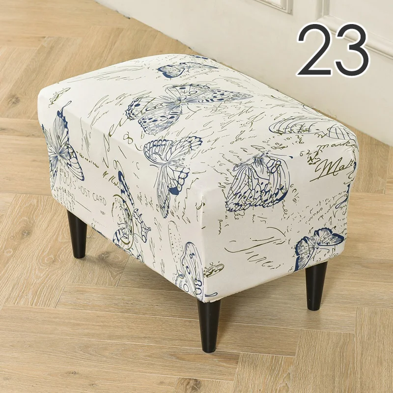 Ottoman Stool Covers Spandex Rectangle Stretch Stool Cover All-inclusive Footstool Sofa Footrest Slipcover Furniture Protector