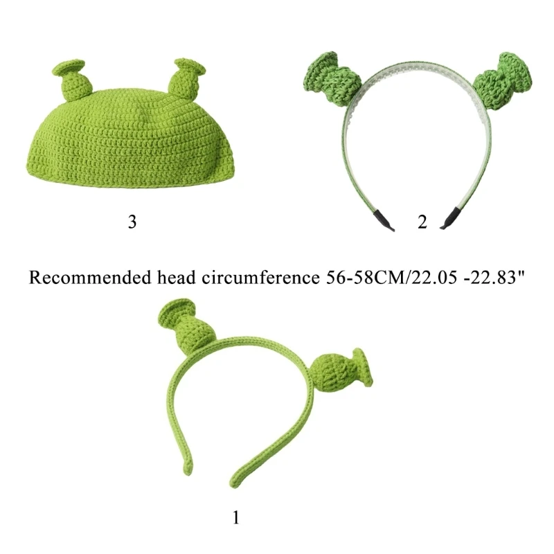 Green Ear Beanie Halloween Green Ear Headband Kid Funny Hat Green Ear Hair hoop Photography Prop Cute Funny Beanie