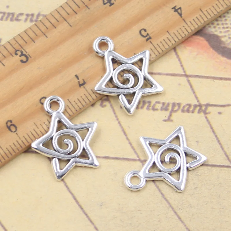 20pcs Charms Spiral Screw Helix Spire Volution Star 20x17mm Antique Silver Color Pendants DIY Handmade Tibetan Finding Making