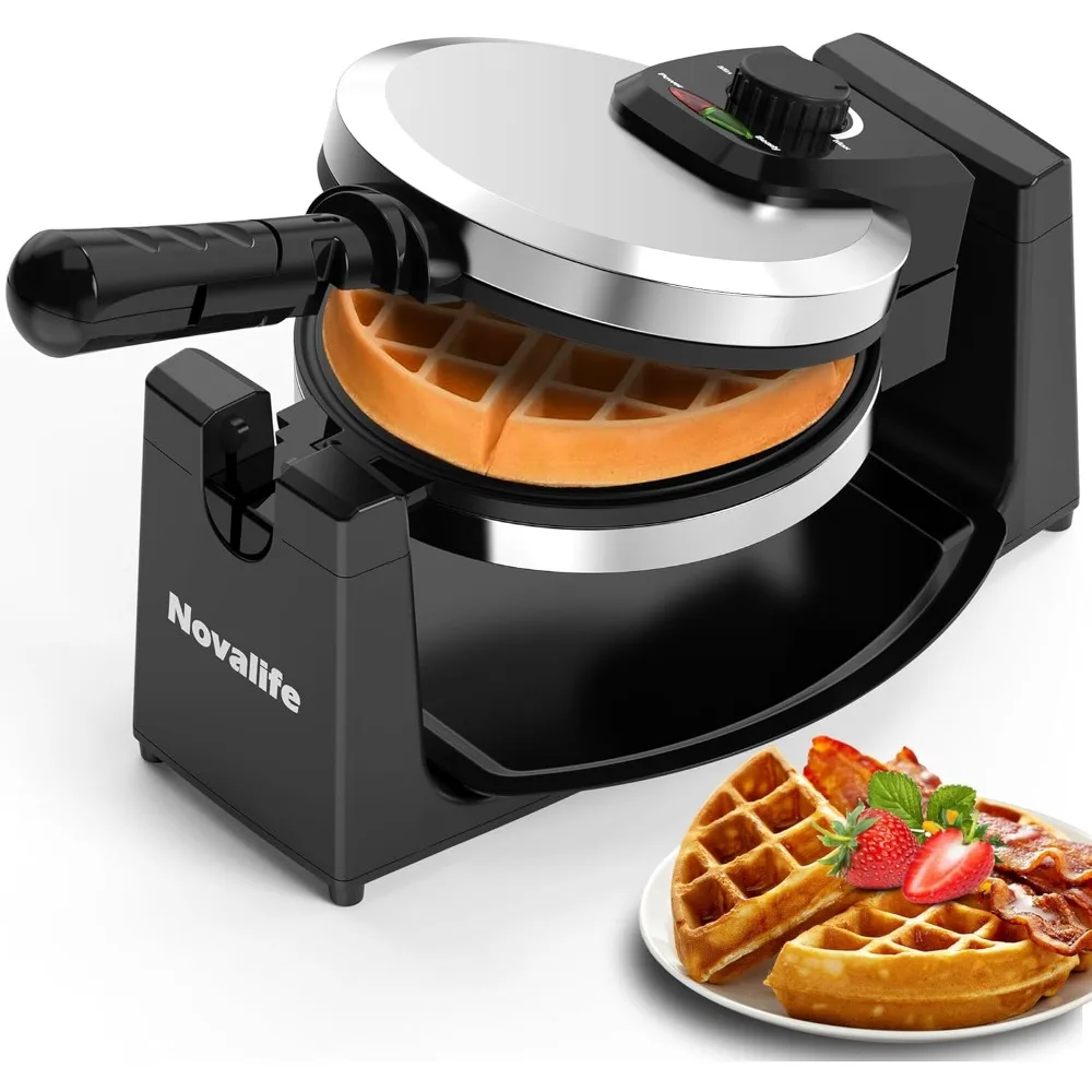 

Waffle Maker, Rotating Belgian Waffle Maker, 180° Flip Waffle Iron, Non-Stick Plate, Adjustable Browning Control, Foldable