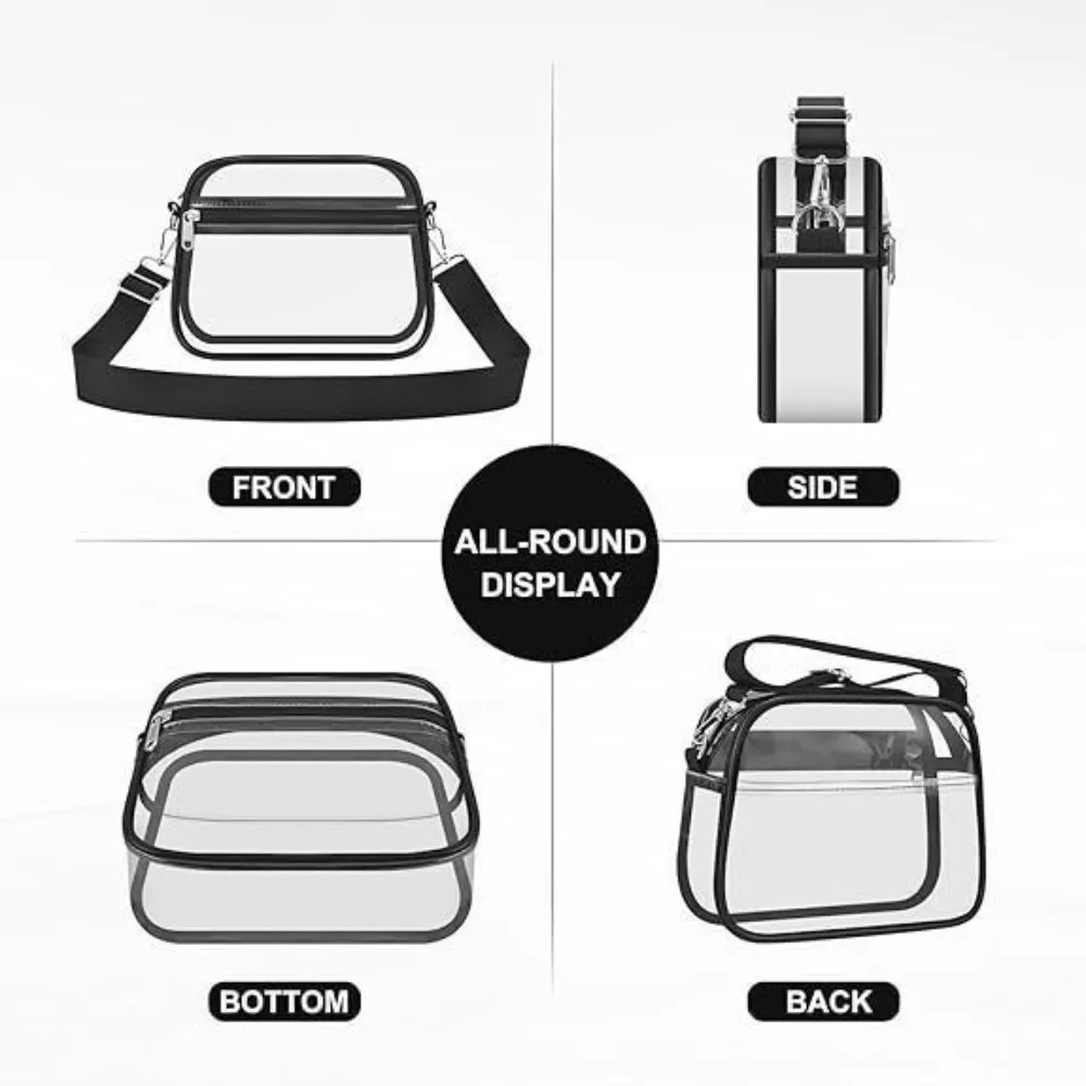 Versatile Double-deck Clear Crossbody Bag PVC Waterproof Stadium Bag Storage Bag Traveling