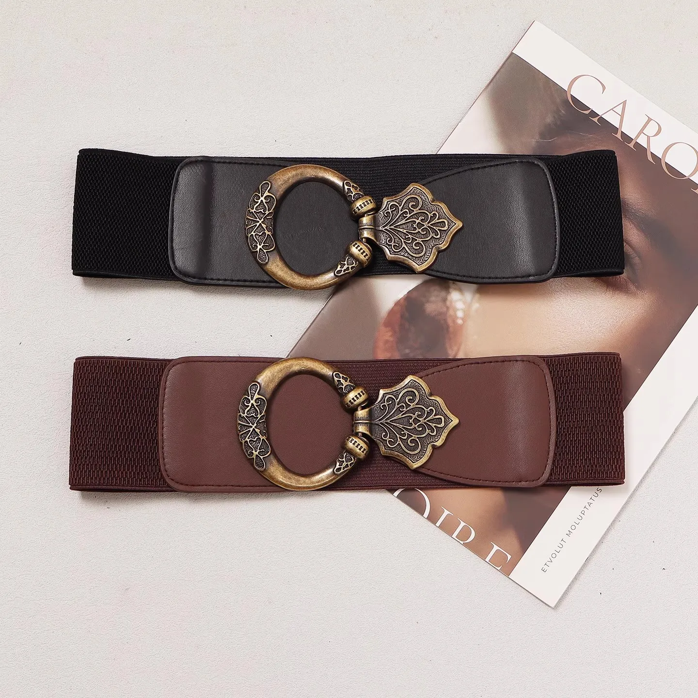 المرأة خمر بولي Leather الجلود مطاطا فستان Cummerbunds الكورسيهات حزام أحزمة الديكور حزام عريض R2644
