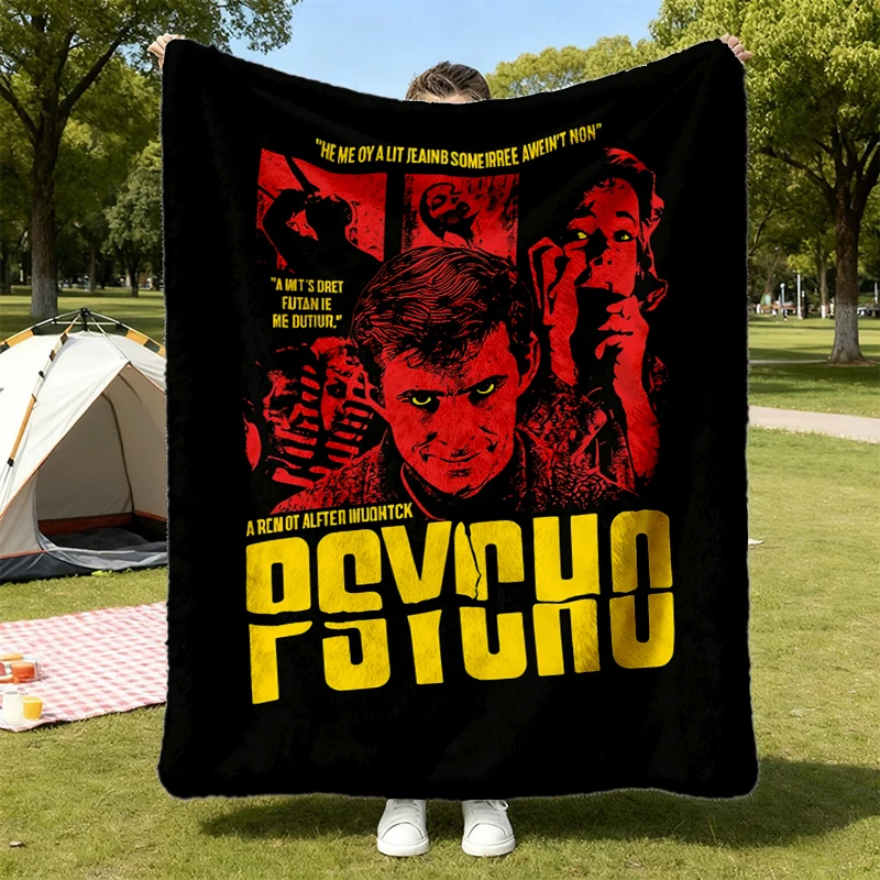 Psycho Movie Flannel Throw, Alfred Hitchcock Classic Film Graphic Cozy Blanket