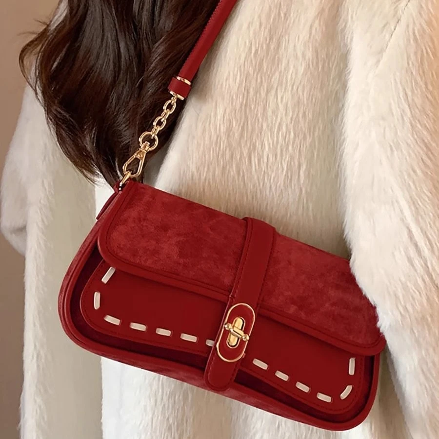 

Ретро модные красные сумки из искусственной кожи большой емкости на плечо, сумки для шитья, сумки для хранения, банкетная вечеринка, женская сумка