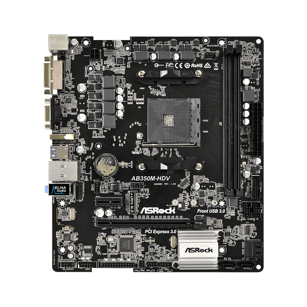 Imagem -02 - Asrock Ab350m-hdv Placa-mãe Amd B350 Chipconjunto Cpu Soquete Am4 Suporte Ryzen 5900x 3900xt Ryzen 5800x3d 5800x Ddr4 M-atx