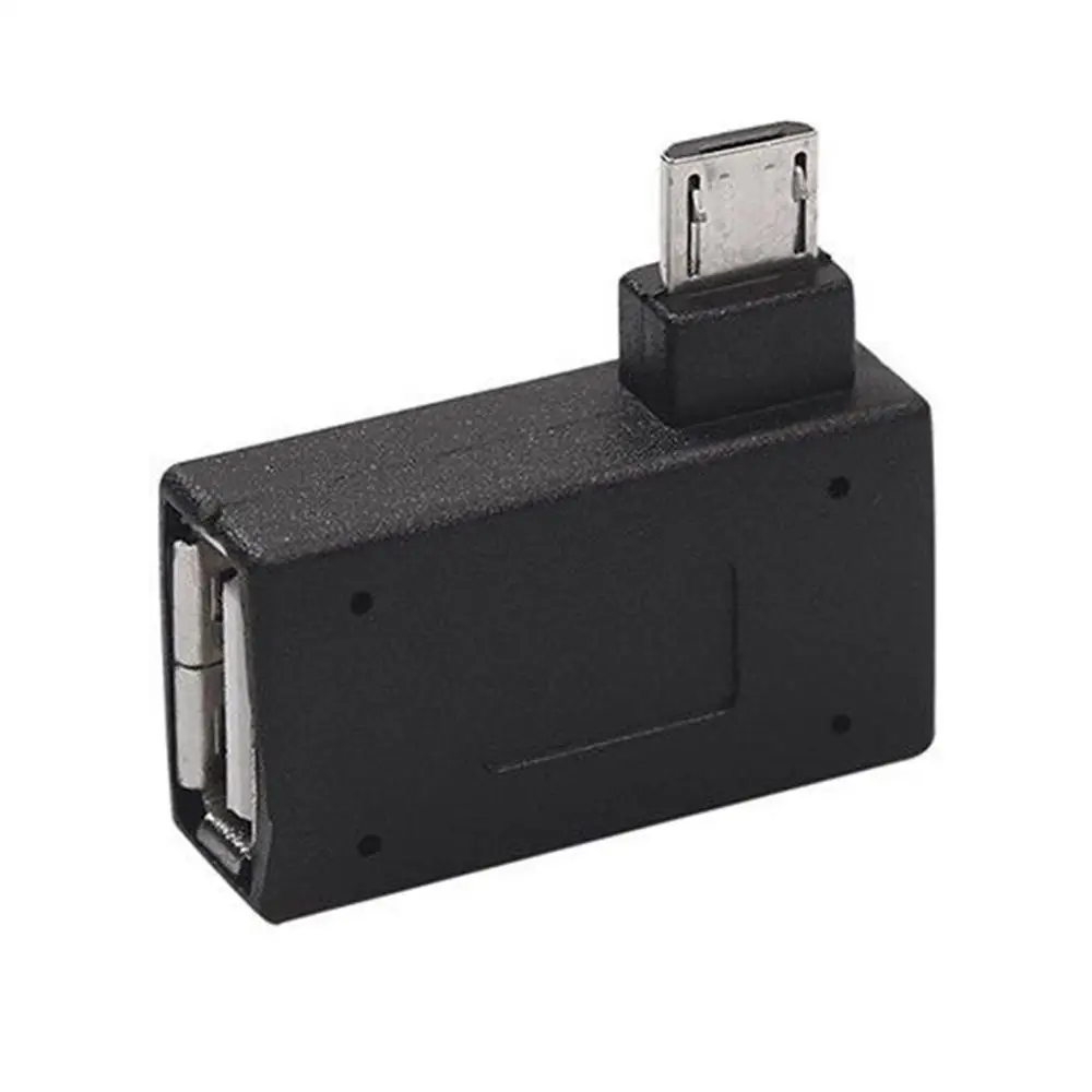 Adaptador de host conversor OTG com poder em para Fire TV Stick, Smartphone Android, portátil, 90 graus, ângulo esquerdo e direito, Micro USB 2.0