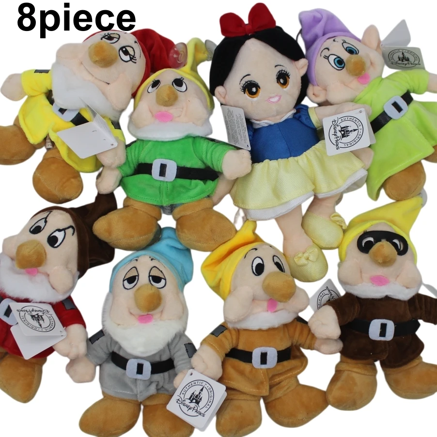 

8piece 8inch Anime Snow White and the Seven Dwarfs Plush soft Toy Cartoon Princess Stuffed Doll Pillow child birthday gift toys