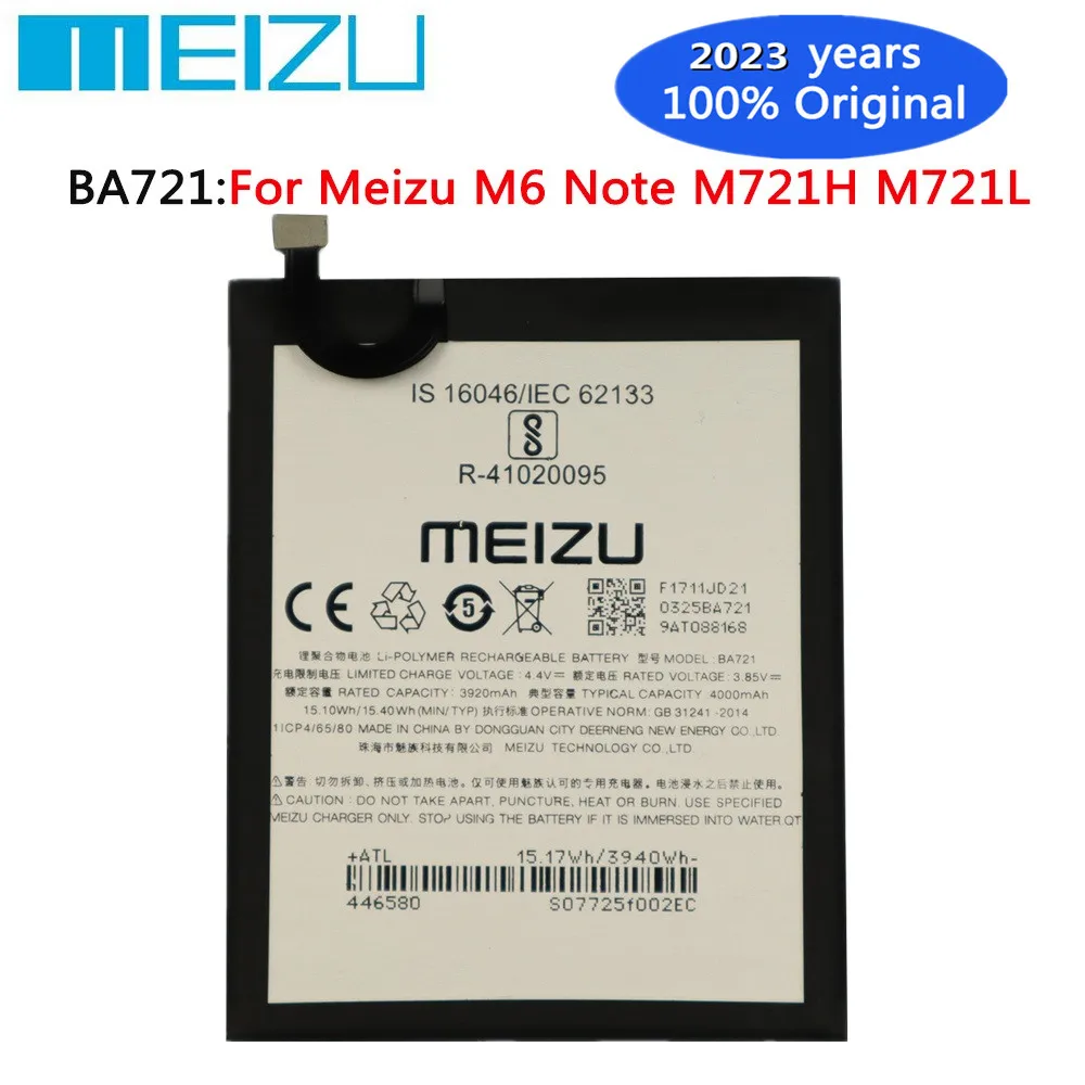 

2023 years High Quality Original Battery For Meizu M6 Note Note6 M721H M721L M721Q 4000Ah BA721 Phone Battery In Stock