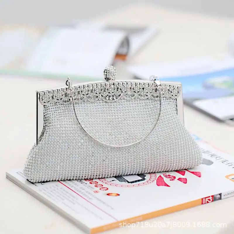 اليدوية المياه الماس مساء حقيبة نسيج الساتان مع حزام اليد مأدبة الزفاف حقيبة صغيرة بطانة البوليستر الناعمة الأصل الصيني #3