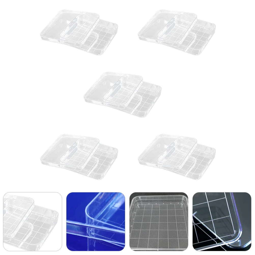 5pcs Petri Dish Set Plastic Transparent Reusable Culture Dishes For Biology Microbiology Lab Experiments School Science Projects