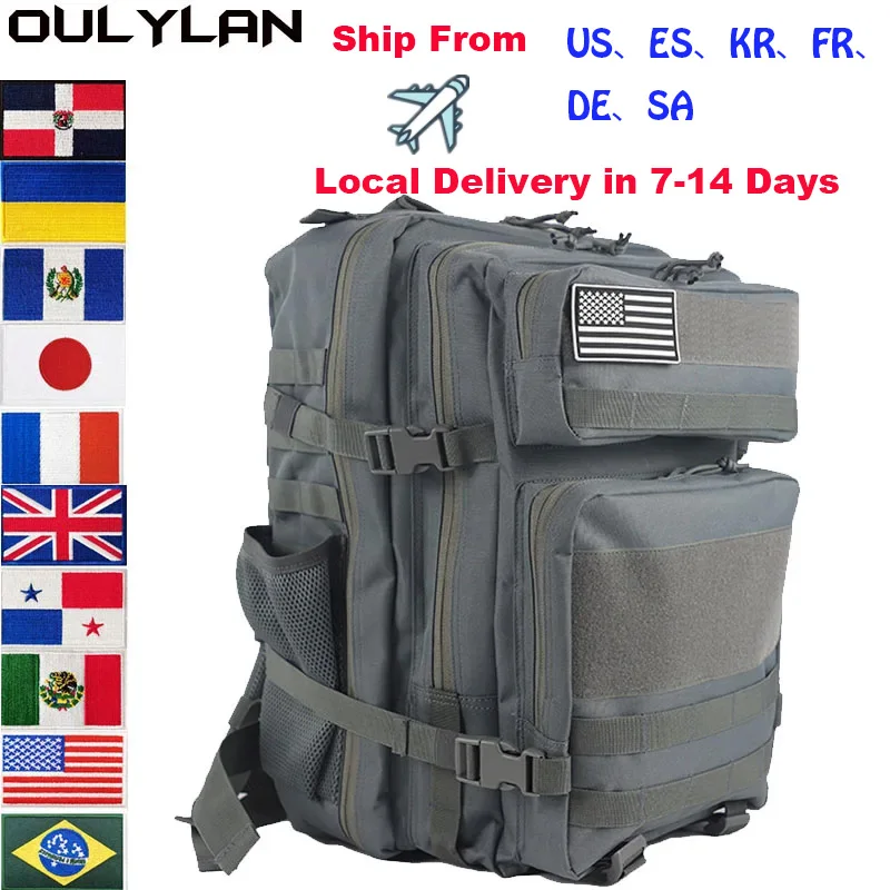 

Oulylan Travel Rucksack Army 3D 25L 45L Military Tactical Backpack Outdoor Training Bag Hiking CampingTrekking Molle Knapsack