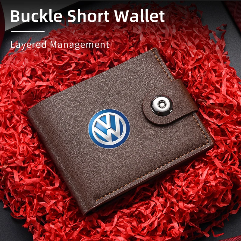 Men Wallet Leather Short Clip Card Coin Storage Purses Women Male Gift For Volkswagen VW Golf 4 6 7 GTI Tiguan Passat B5 B6 B7 C