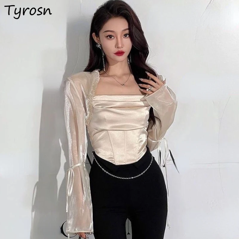 

Jackets Women Elegant All-match Design Ruched Daily Lace-up Summer Thin Sun-proof Tender Temperament Crop Simple Korean Style