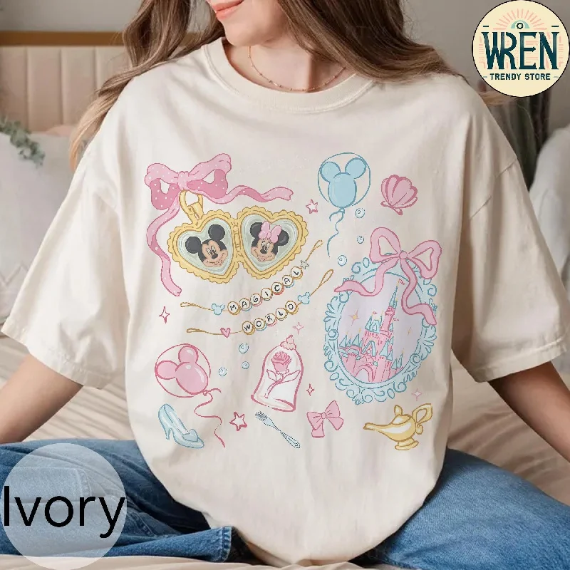 2025-26 Zomermode Mickey T-shirt Y2k Minnie Mouse Hoed Gedrukt 100% katoen bedrukt T-shirt Dames Los Disney T-shirt