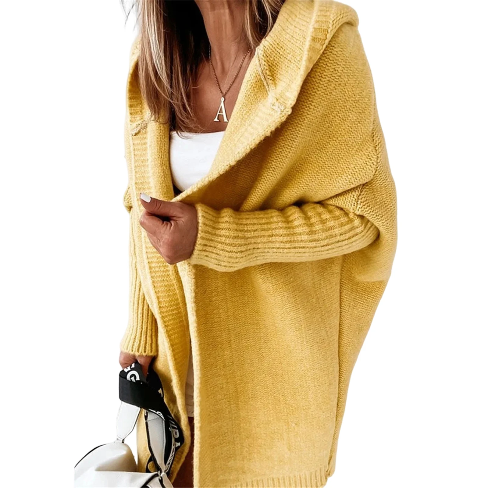 

Loose Long A Hooded Sweater Knitting Cardigan Coat Pocket Oversized Cardigan Sweters for Women Large Size Sweater Coat Outerwear