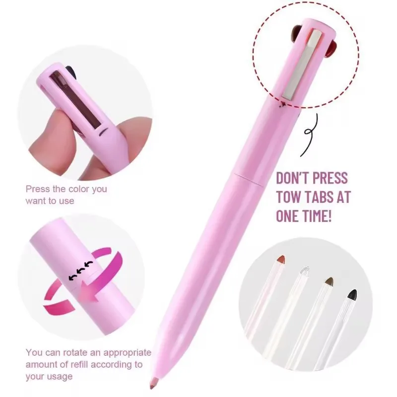 Four-in-One Multifunctional Makeup Pen Eyeliner Lip Liner Eyebrow Pencil Highlighter Eyeshadow Pen 4in1 Beauty Cosmetic