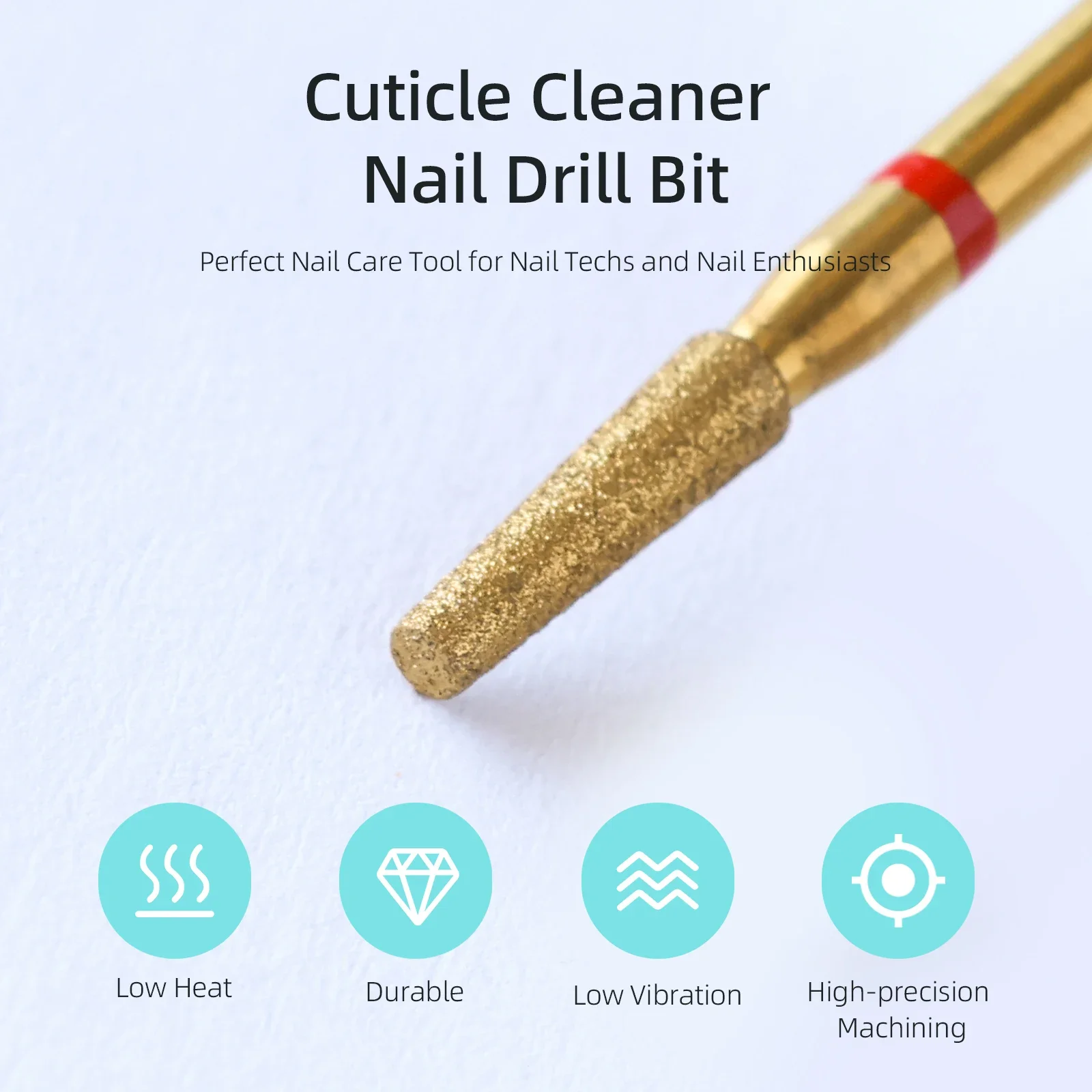 HYTOOS 2mm Tapered Cuticle Clean Nail Drill Bits, Titanium Russian Diamond Nail Bit Nail Cleaner Accessories for Dead Skin