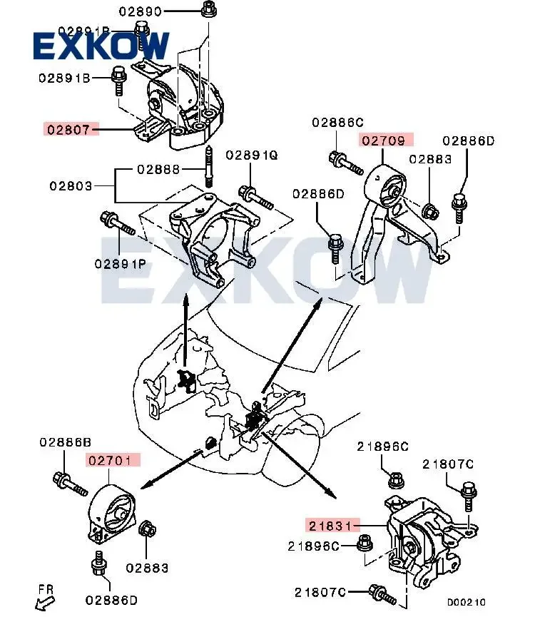 Engine Mounting Bracket Set 4PCS for Mitsubishi Outlander CW6W MN184094 MN184296 MN101386 MN184301