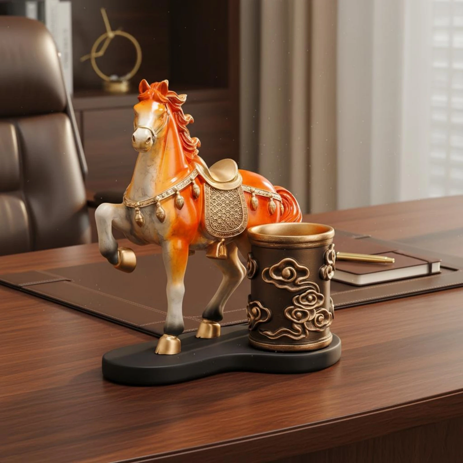 

Horse Pen Holder Long-Lasting Horse Desk Organizer Wooden Pen Holder Easy to Clean Office Decor Space-Saving for Study