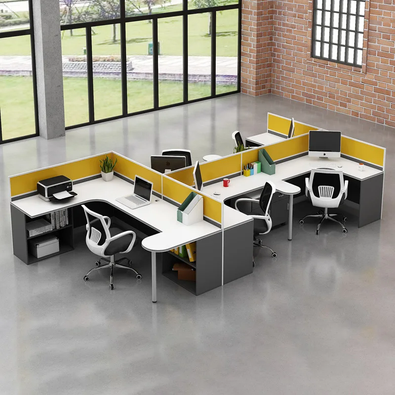 Staff desk 5-person minimalist modern screen booth office desk and chair combo with 57-person seat plus supervisor seat