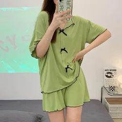 150kg Plus Size Womens Pajamas Set 2 Piece Loose Pjs Shorts Set Thin Lingerie Sleepwear Extra Large Size Summer Pj Homewear