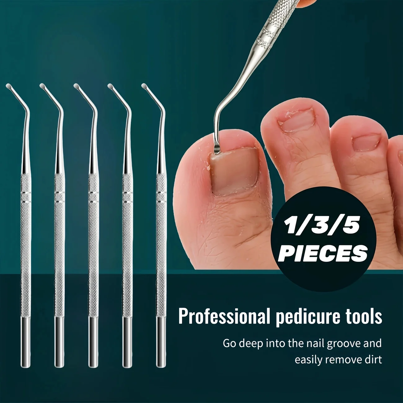 Stainless Steel Toenail Cleaner Repair Tools Curved Nail Spoon Removing Dirt Anti Slip Grip Foot  Deep Cleaning of Nail Grooves