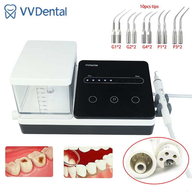 

VVDental Ultrasonic Scaler Unit Machine with Water Supply Bottle Teeth Cleaner Remove Tooth Calculus Smoke Stains Dentistry Unit