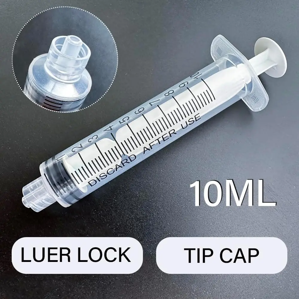 100pcs, 10ml Sterile Disposable Luer Lock Plastic Syringe For Lab Glue Dispensing, Measuring Nutrient Hydroponics