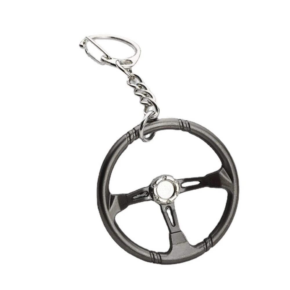 Hot Selling Sports Racing Mixed Color Personality Steering Wheel Modified Car Keychain Creative Model Metal Charm Key Ring